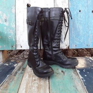 Volatile knee high black combat boots 8.5